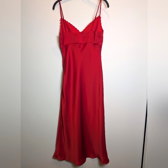 Lush Sexy Red Satin Midi Slip Dress Size Medium - Picture 4 of 9